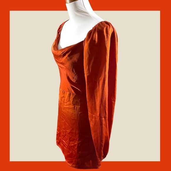 NWT Forever 21 Orange Rusty Red long sleeve Dress Size Small - Picture 2 of 8